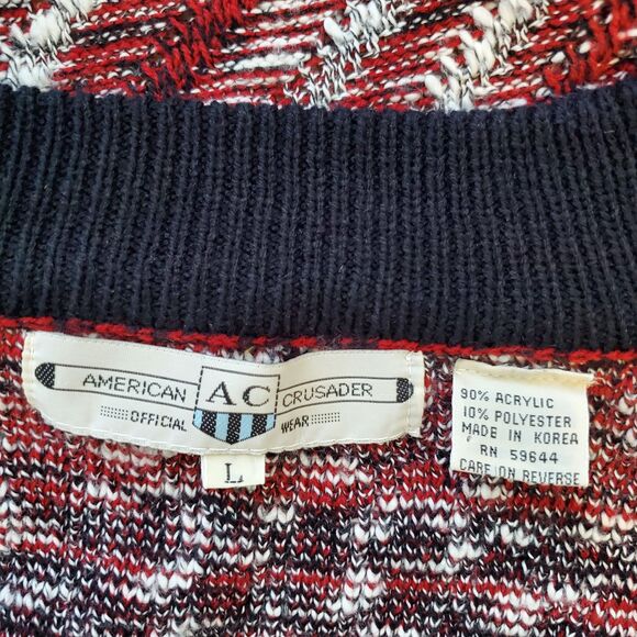Men's Vintage 90s American Crusader Red Cardigan - Picture 6 of 6